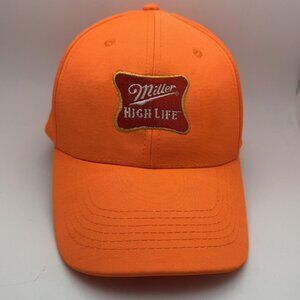 Miller High Life Hat Cap Strap Back One Size Orange Cotton Twill Beer Patch Mens
